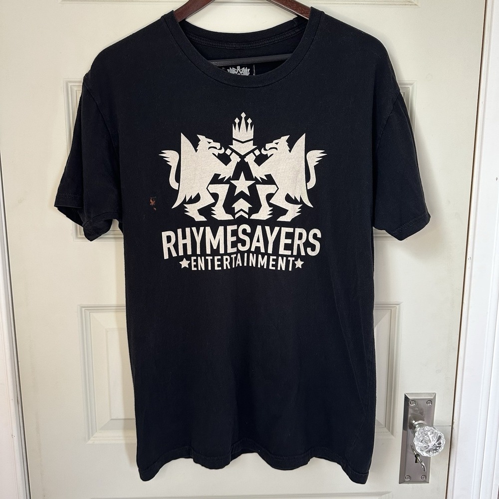 Rhymesayers Entertainment Shirt Men L Black Logo Graphic Tee Hip Hop USA Cotton